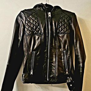 Michael Kors Quilted Leather Jacket with Hood, women’s size Small LIKE NEW